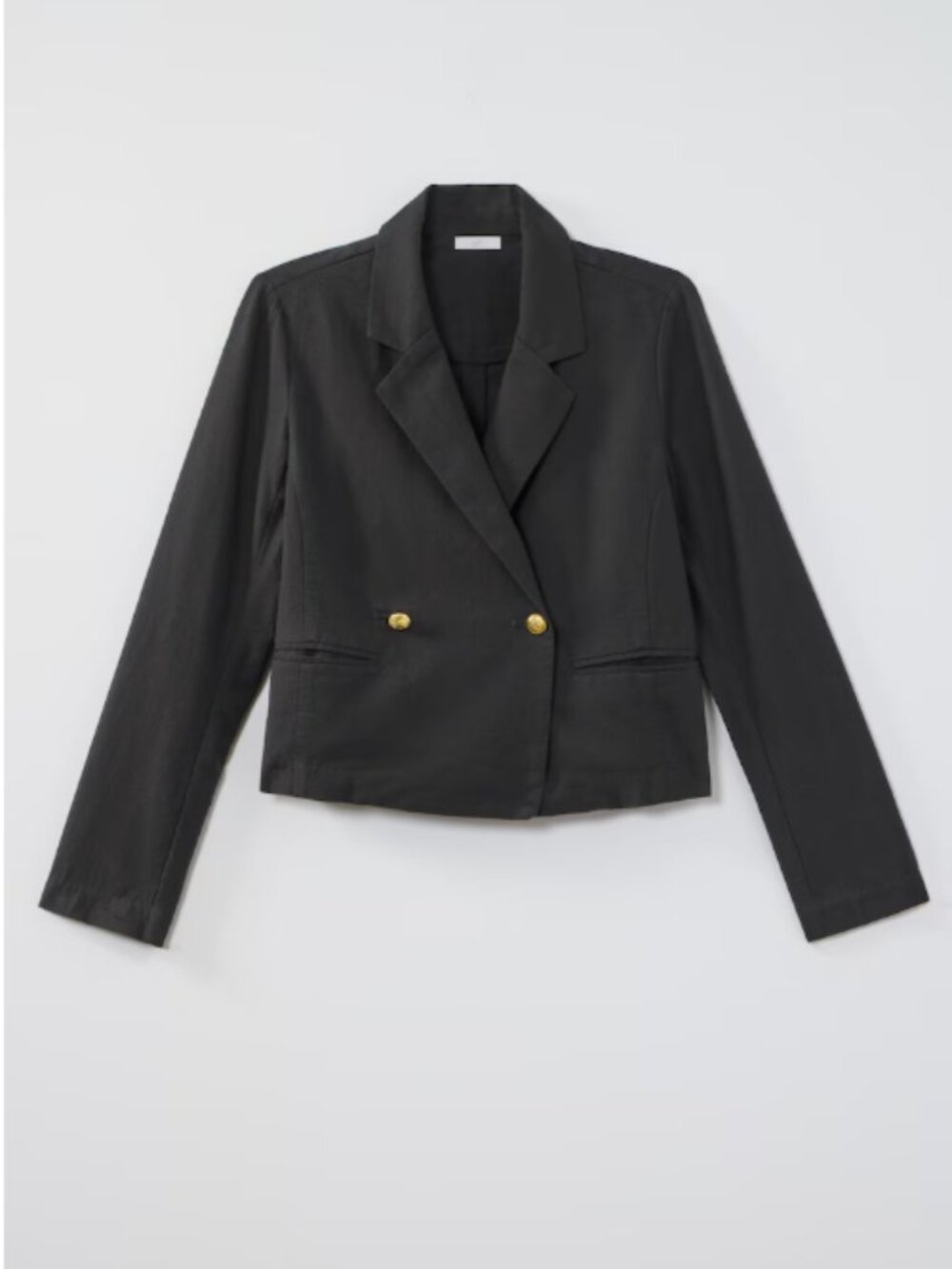 J.Jill Double-Breasted Cropped Blazer XL Tall Black Cotton Linen NWT